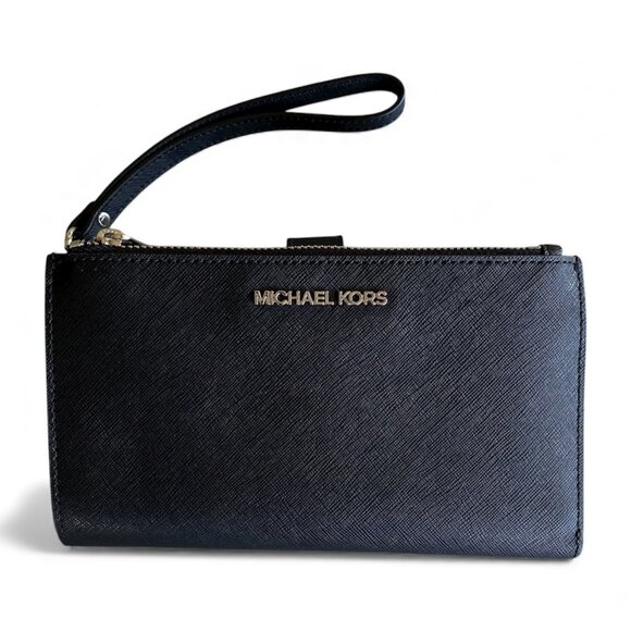 Michael Kors Saffiano Leather Dbl Zip Wallet Wristlet - Picture 1 of 13